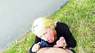 i'm shakin' riskin' it all with this hot blonde german milf outdoors rough and dirty