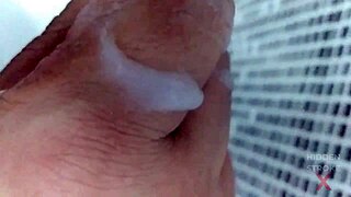 guy breaks condom dives into sex toy pleasure for wild male masturbation and huge cumshot