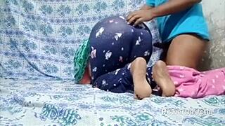 indian teacher bends over for student's big cock doggystyle pounding in steamy bedroom sex