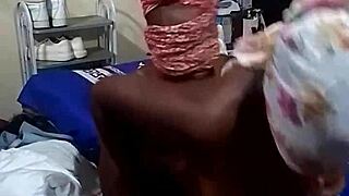 Kingsnake bends over African brunette, rips clothes, fingers big pussy lips to squirting orgasm