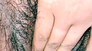 hey check this hot indian wife squeezing huge boobs fingering hairy pussy