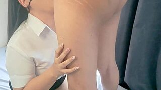 Chubby Japanese student with huge pussy rides teacher's cock in uncensored creampie cosplay