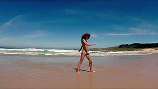 spanish beach model sasha ikeyeva shows perfect petite ass in bikini on doninos ferrol travel vibes