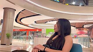 She sneaks into mall bathroom for RISKY BAREBACK SEX with teen latina