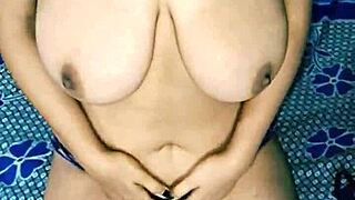 hey check this hot indian wife squeezing huge boobs fingering hairy pussy