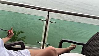 naughty stepdaughter sneaks masturbation session by the sea hitting real orgasm with horny tits