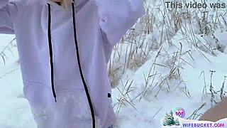 amateur milfs capture jolly snowy holiday fun at home