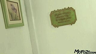 Horny Amateur Small Tits Slut Sucks Monster Cock Deep in Bathroom