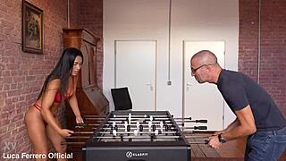 hot brunette lost soccer bet: ready for full hardcore fuck video?