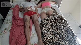 old perv tricks young visitor into bed sharing handjob cumshot