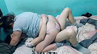 My chubby girlfriend rides me cowgirl style hot