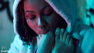 Latina Lesbian Devours Girlfriend's Bare Feet and Toes