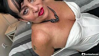 Milf Next Door Rips Clothes Teasing Big Natural Tits in Heels