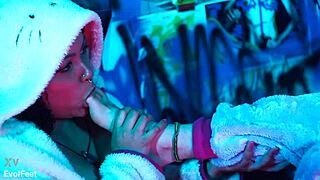 Latina Lesbian Devours Girlfriend's Bare Feet and Toes