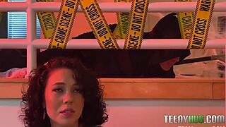 Halloween night petite babysitter surprises with big ass blowjob pov