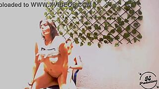 colombian cutie with big ass and natural tits fucks on parents' balcony quickie style