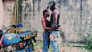 STANDING BIKE FUCK! Petite Biker Gangster Pounds Her In Public Garage!