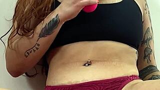 Busty redhead Camila Vegas masturbates moaning to orgasm