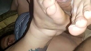 Chubby Latina Wife Footjob Cumshot On Toes Closeup
