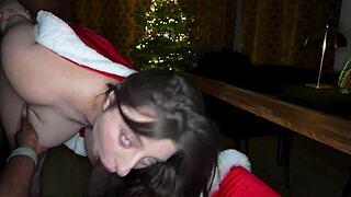 yo this french santa with huge tits gets pounded hard