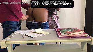 Professor Devours Brazilian Latina Student Pussy Then Tips Cock In Her Tight Asshole During Recess