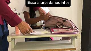 Professor Devours Brazilian Latina Student Pussy Then Tips Cock In Her Tight Asshole During Recess