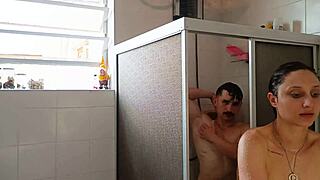 hey saymon and sadira go from bath to hot couch sex