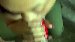 Ghetto Slut Deepthroats Big Black Cock Balls Licking to Facial Cum Blast!