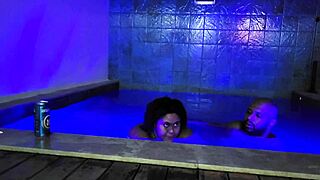 Stepson bursts in on naked stepmom bathing and pounds her big tits and pussy hard