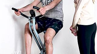 indian desi lady gets fucked hard by stranger's big cock in gym during workout threesome