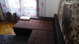 Behind Scenes: Slutty Hungarian Teen Nina's Heels Massage Turns to Deepthroat Doggystyle Fuck