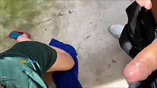 Pretty latina neighbor in short dress fucked hard on terrace