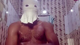 Erotic amateur masturbates naked in steamy bathroom tub