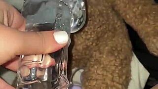 Can Arab teen cram food in her pussy?