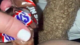 Can Arab teen cram food in her pussy?