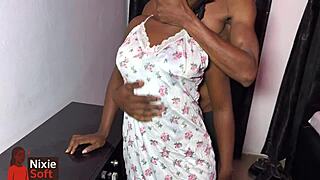 nixie soft kneels to deepthroat noni's throbbing monster cock