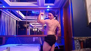 student horny for trainer's cock mid-workout blows him hard