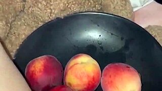 Can Arab teen cram food in her pussy?