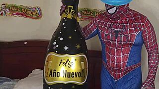 beautiful big-booty stepmom welcomes new year pleasuring spider-man