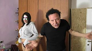 Laura's Dressed Tight Pussy Stretches Wide Open