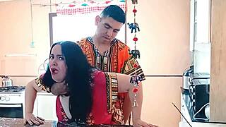 Stepmother takes rough doggystyle pounding in kitchen quickie