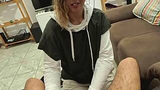 Lesbian Neighbor Dives Face First into Thick Cock