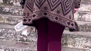 patricinha with pink pussy and small waist climbs hill desperate for street sex