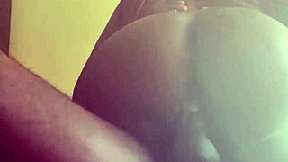 Curvy ebony rides huge bbc bouncing juicy ass on chair cowgirl creampie