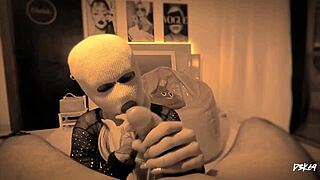 she gags hard deepthroating that monster cock closeup before swallowing huge cum load in pov