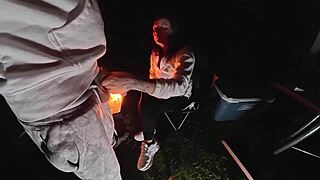 WIFE BENT OVER for SNEAKY PUBLIC CAMPSITE DOGGY with BIG COCK