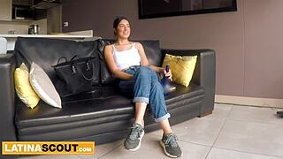 Colombian model slut bent over takes rough doggystyle pussy pounding