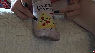 Skinny Blonde Babe Shows Socks Then Dry Humps Cock