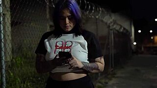 curvy goth latina caught by ghostface for rough halloween street pounding