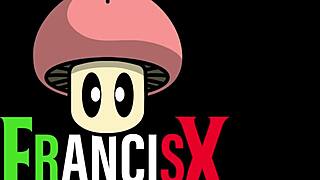 Two Blonde Sluts Share Big Cock in Bed Threesome Creampie Finish